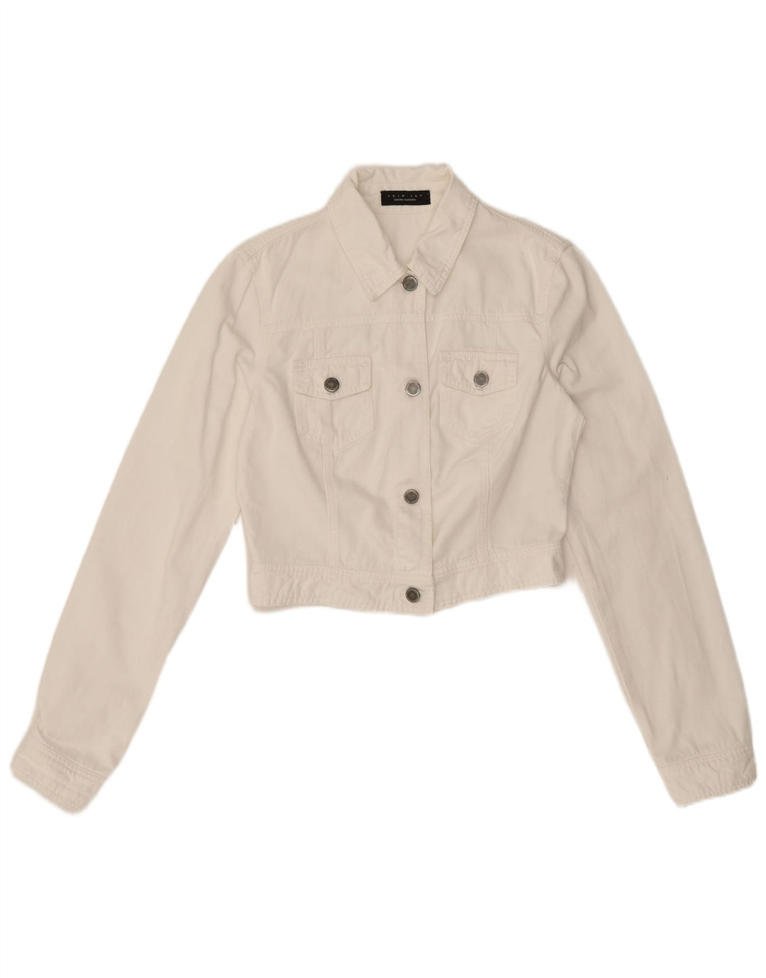 Twin-Set Womens Crop Denim Jacket UK 12 Medium White
