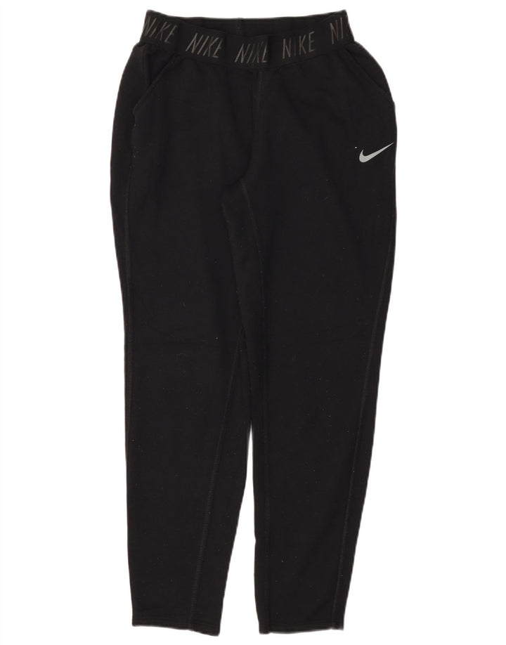 NIKE Womens Dri Fit Graphic Tracksuit Trousers UK 10 Small  Black