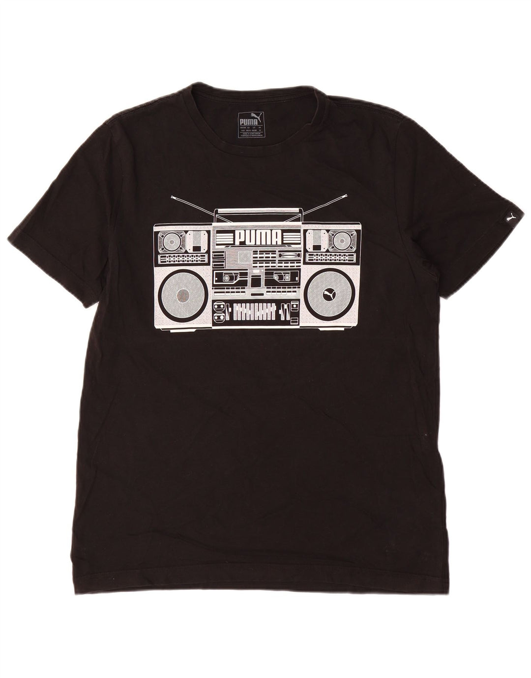 PUMA Mens Graphic T-Shirt Top Medium Black