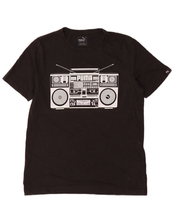PUMA Mens Graphic T-Shirt Top Medium Black