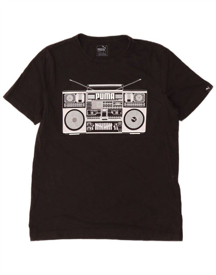 PUMA Mens Graphic T-Shirt Top Medium Black