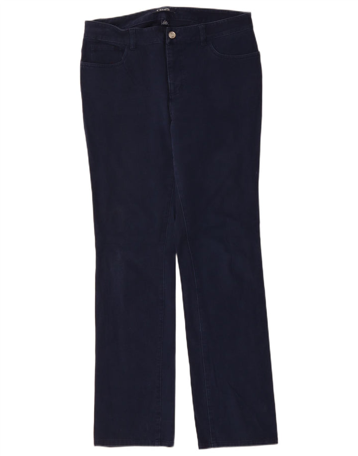 CHAPS Womens Tapered Casual Trousers US 8 Medium W32 L32 Navy Blue Cotton