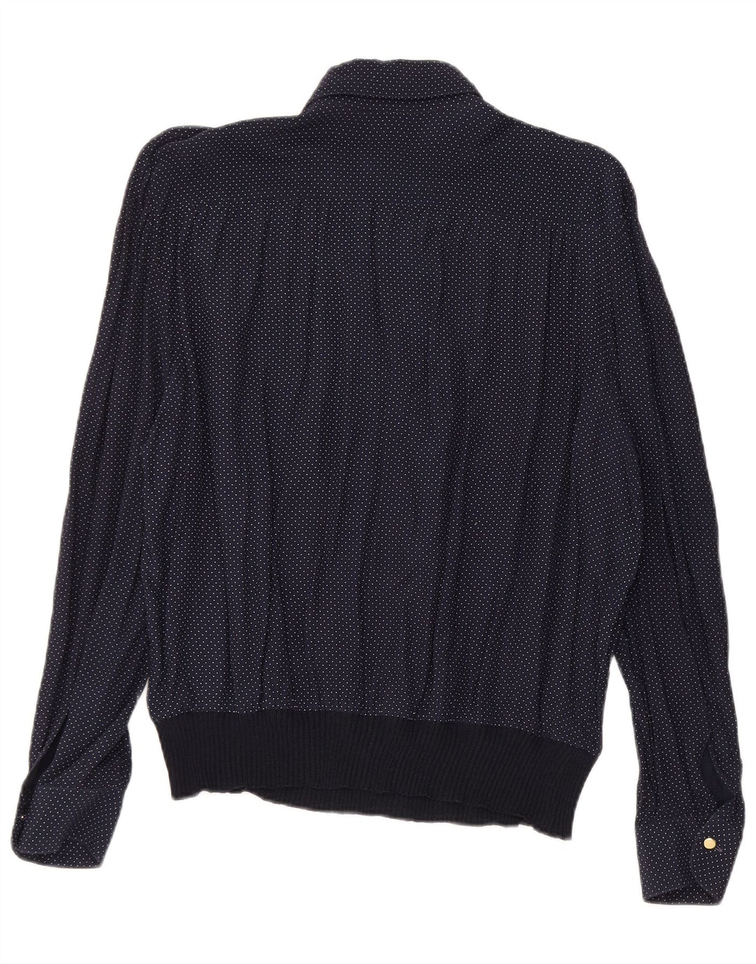 VINTAGE Womens Shirt Blouse UK 16 Large Navy Blue Spotted Viscose