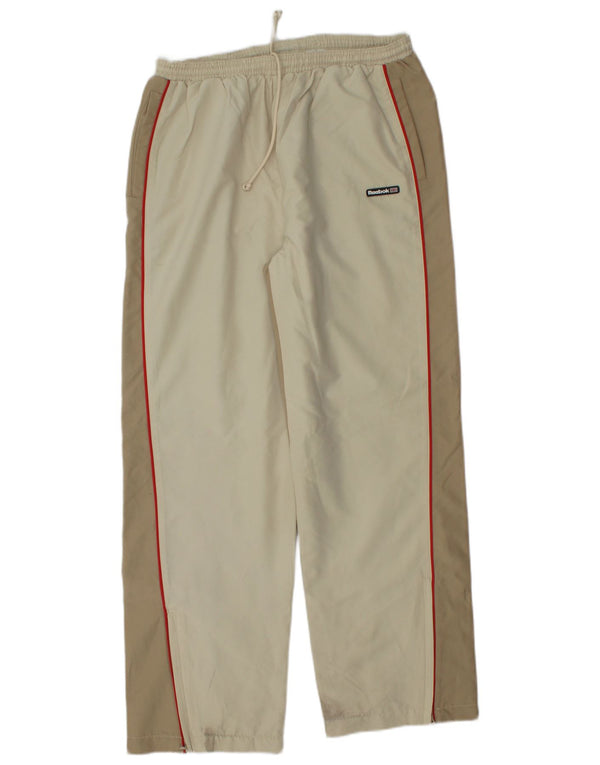 REEBOK Womens Tracksuit Trousers UK 14 Large  Beige Colourblock Polyester