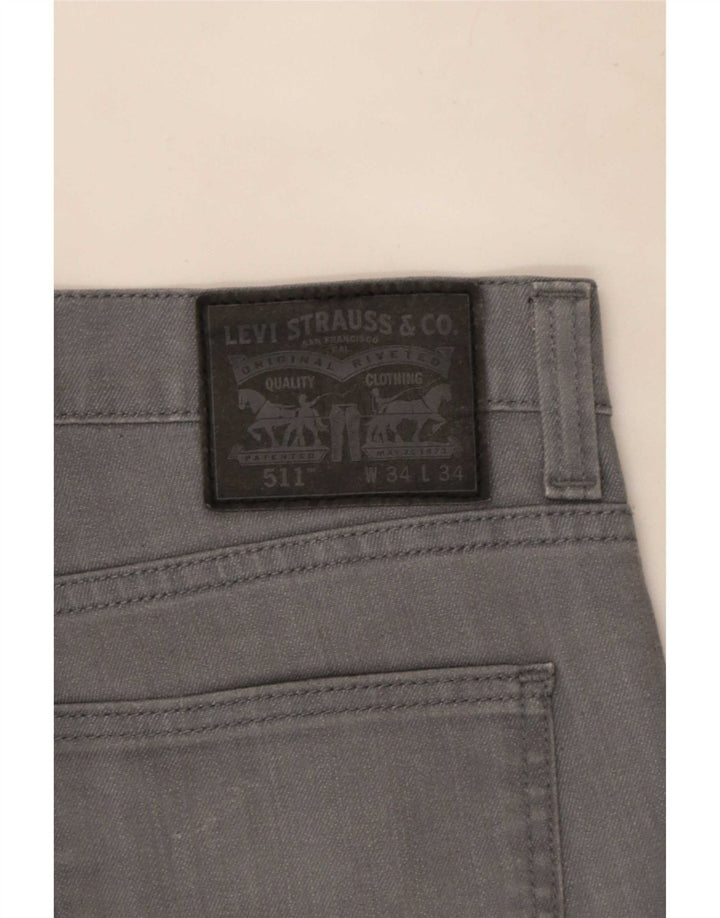 Levi's Mens 511 Slim Jeans W34 L34 Grey Cotton