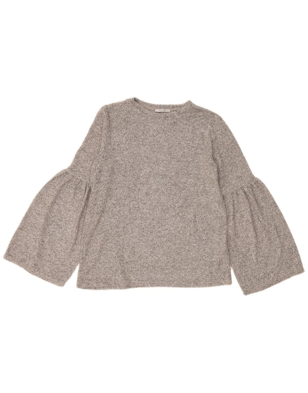 Zara Womens Trafaluc Oversized Top Long Sleeve UK 10 Small Grey Flecked