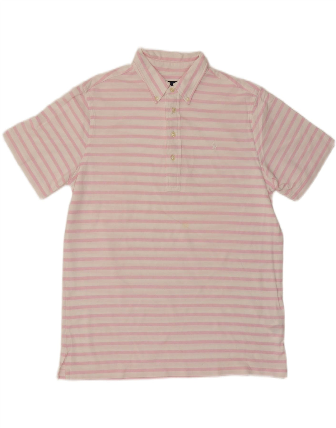 RALPH LAUREN Mens Knit Oxford Polo Shirt Medium Pink Striped Cotton