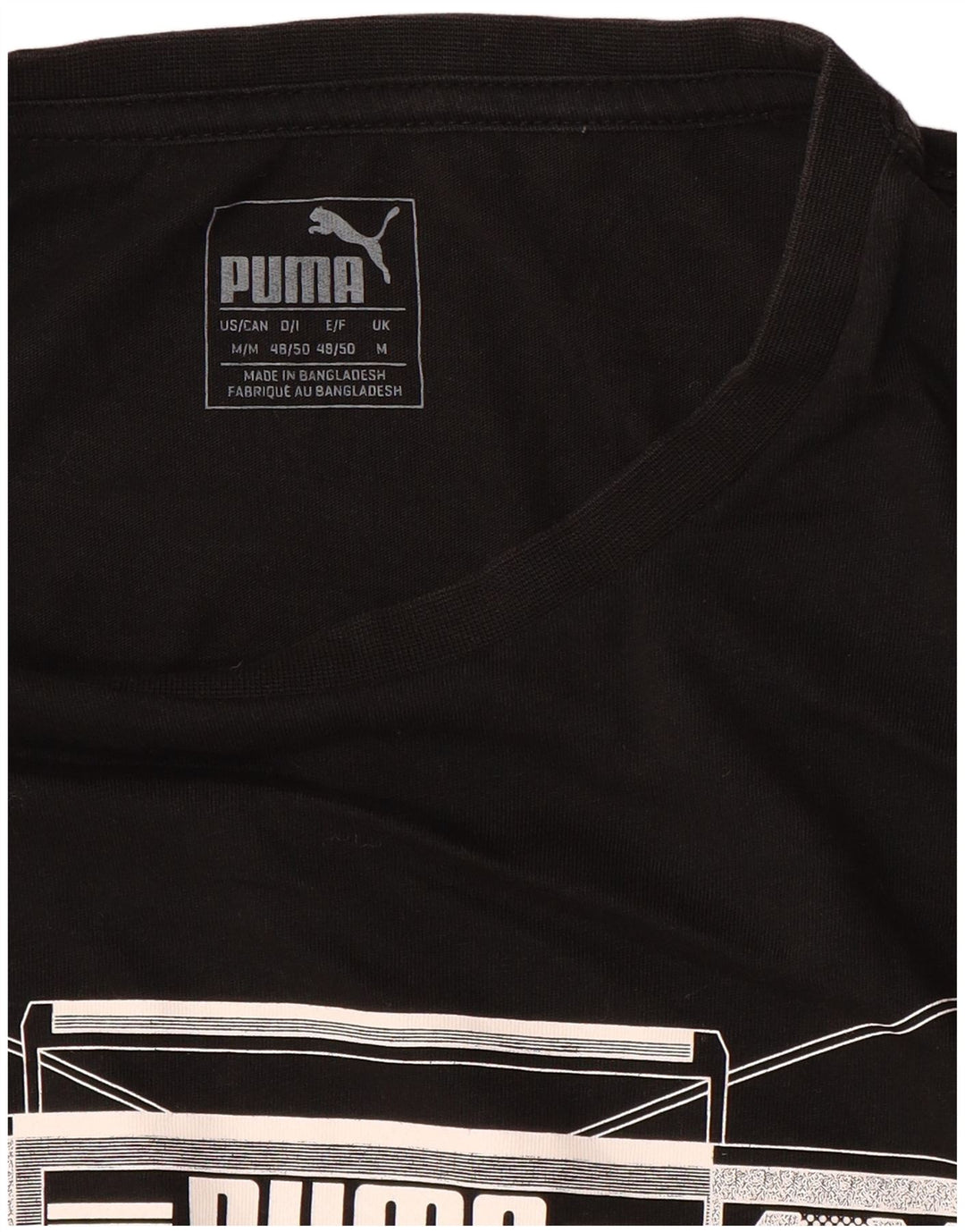 PUMA Mens Graphic T-Shirt Top Medium Black