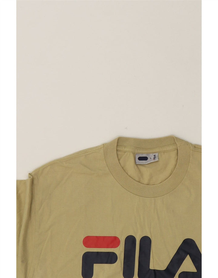FILA Mens Graphic T-Shirt Top Small Beige Cotton Vintage Fila and Second-Hand Fila from Messina Hembry 