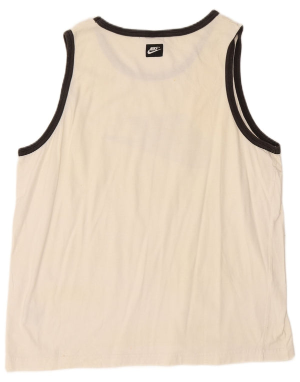 NIKE Mens Graphic Vest Top UK 46/47 XL Off White Cotton