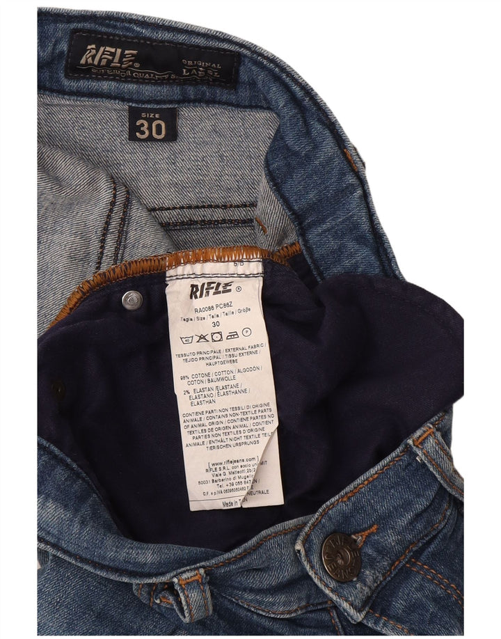 Rifle Womens Distressed Slim Jeans W30 L33 Blue Cotton