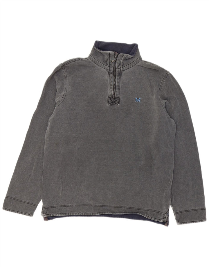 Crew Clothing Mens Zip Neck Sweatshirt Jumper Medium Grey Cotton