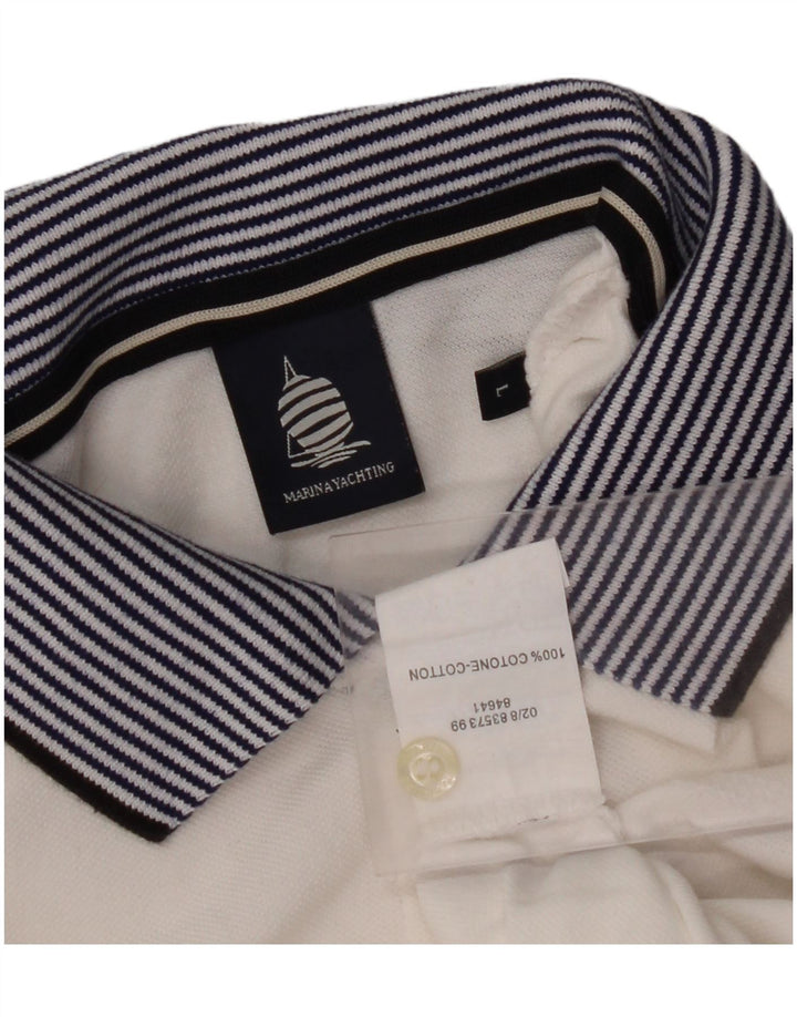 MARINA YACHTING Womens Polo Shirt UK 16 Large White Colourblock Cotton
