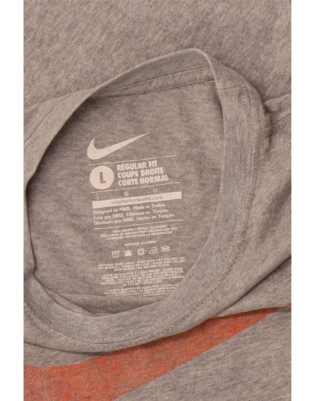 NIKE Mens Regular Fit Graphic T-Shirt Top Large Grey Cotton