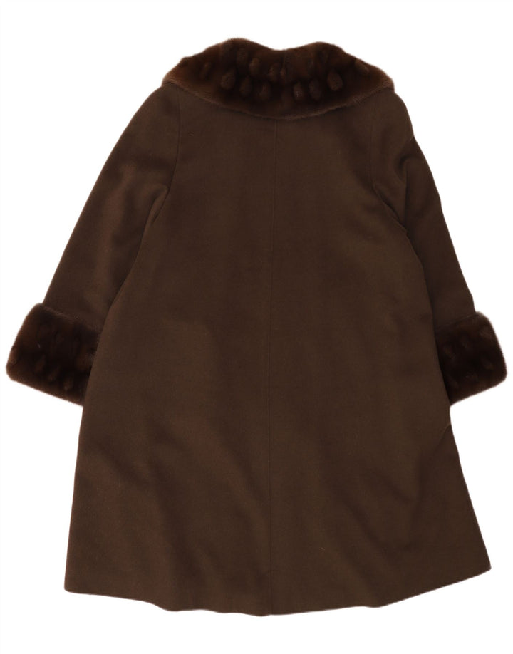 VINTAGE Womens Oversized Overcoat UK 14 Large Khaki Wool