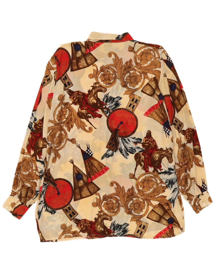 Swish Womens Longline Abstract Pattern Shirt Blouse UK 10 Small Beige