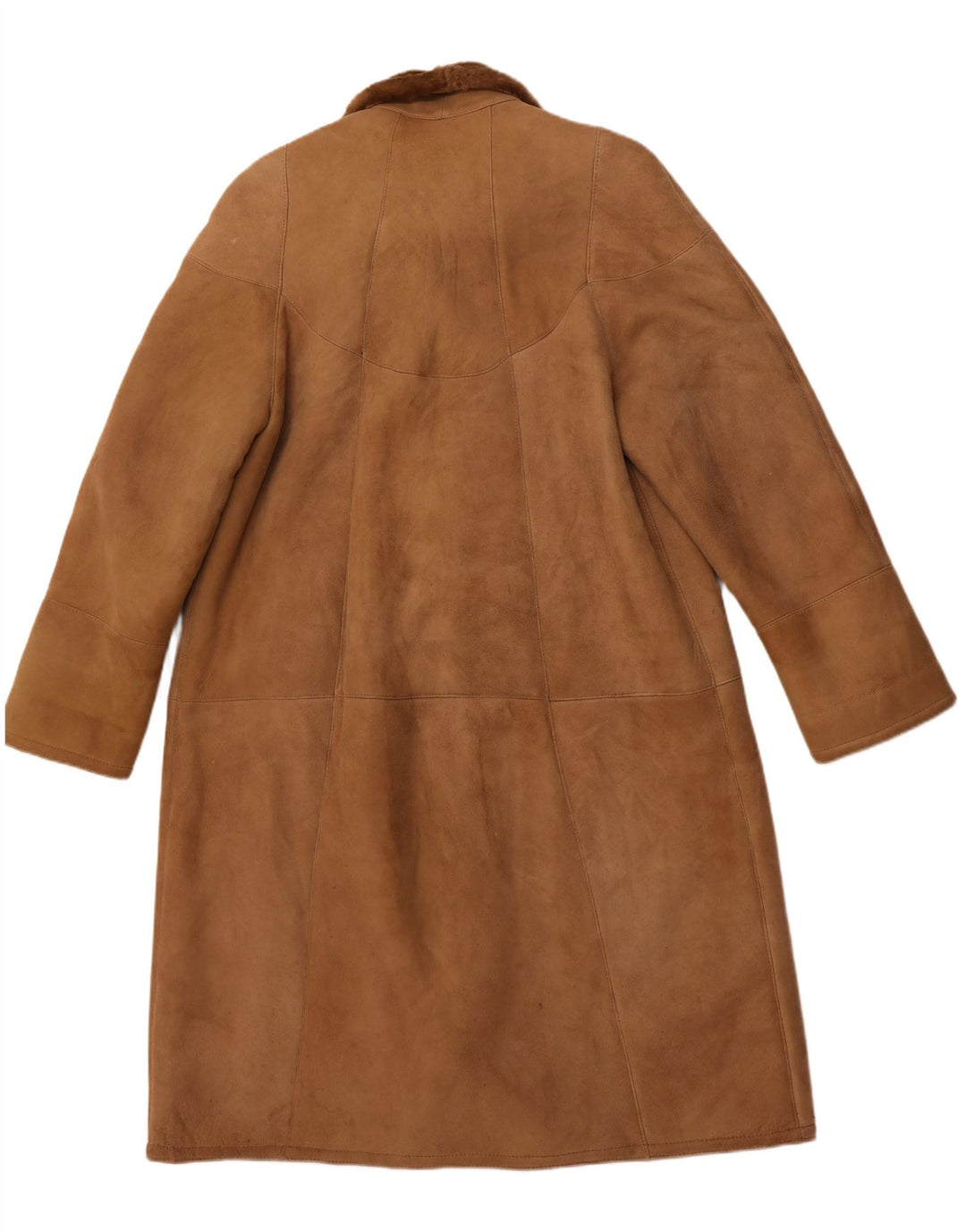 VINTAGE Womens Shearling Coat IT 52 2XL Brown Shearling