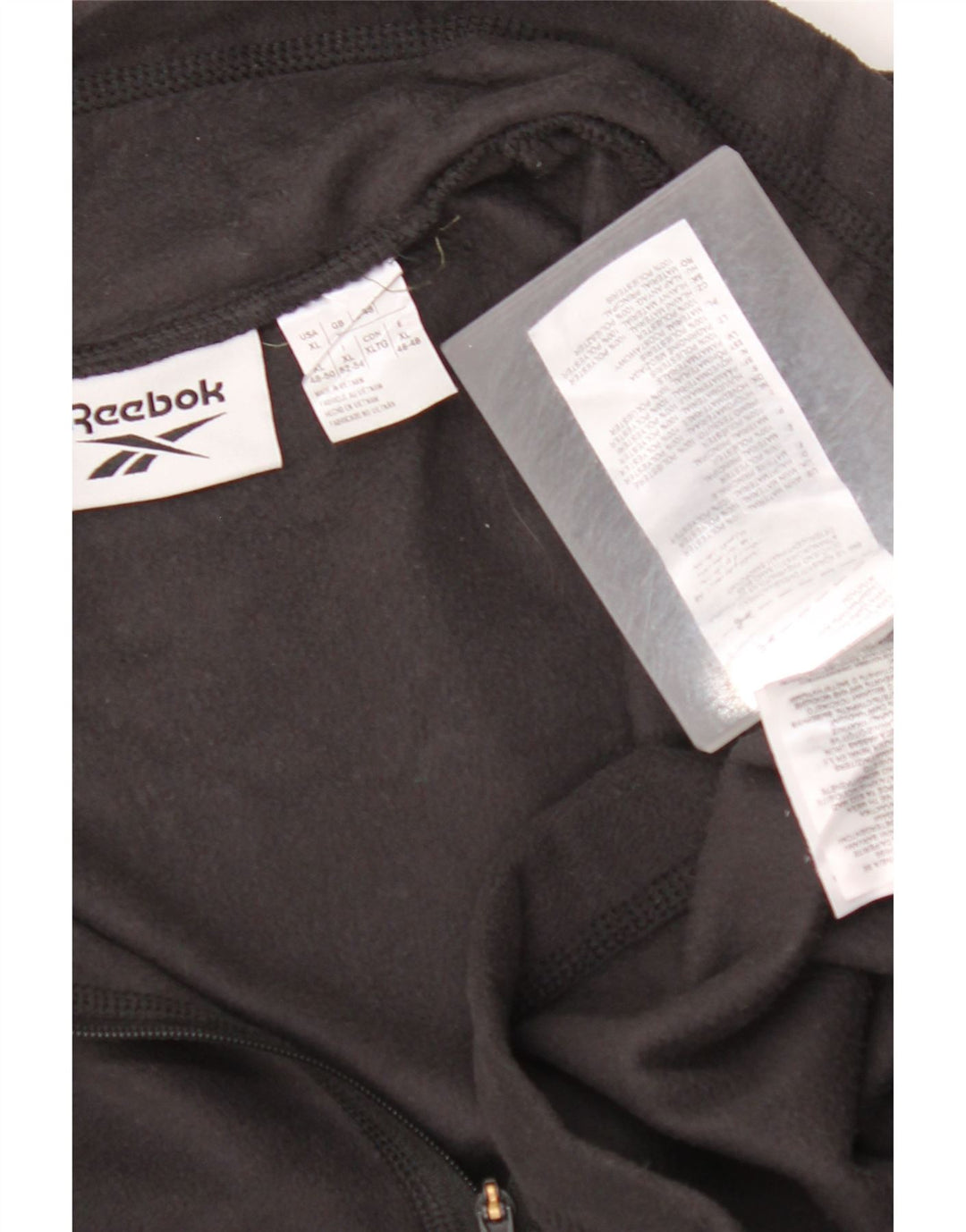 REEBOK Mens Zip Neck Fleece Jumper XL Black Polyester