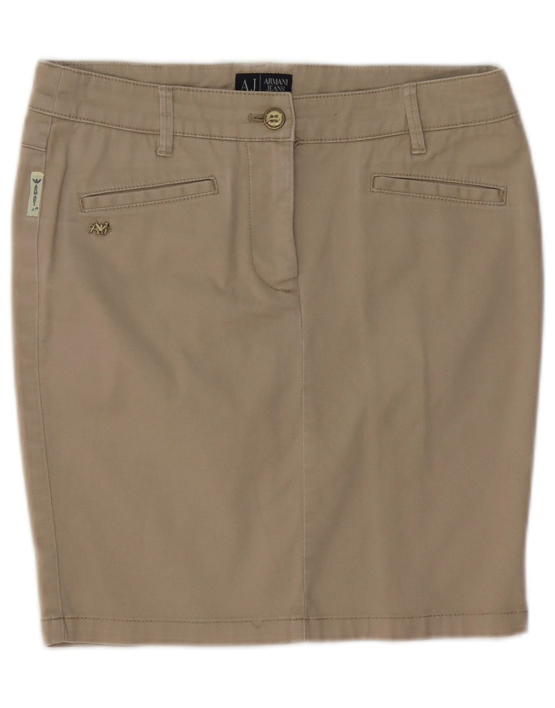 ARMANI Womens Pencil Skirt EU 40 Medium W30  Beige Cotton