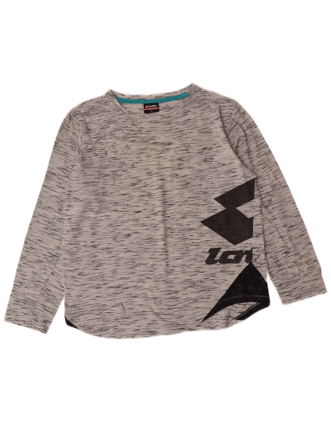 LOTTO Womens Oversized Graphic Top Long Sleeve UK 10 Small Grey Flecked