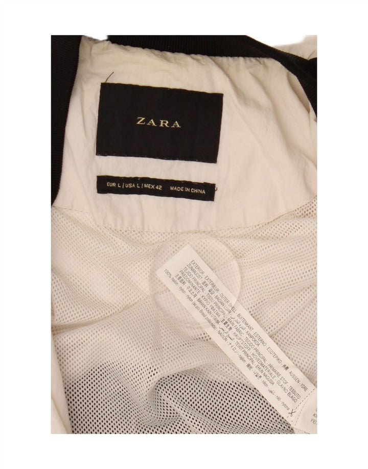 Zara Mens Graphic Tracksuit Top Jacket Large Black Colourblock Nylon