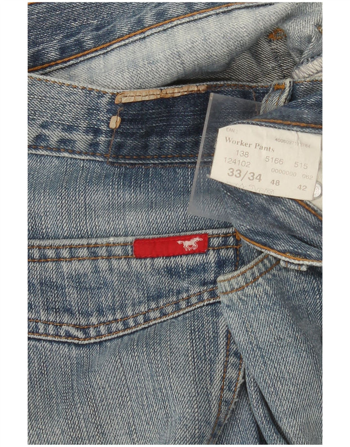 MUSTANG Mens Workwear Straight Jeans W33 L34 Blue Cotton
