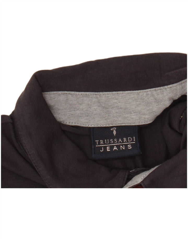 TRUSSARDI JEANS Mens Polo Shirt Large Navy Blue Cotton