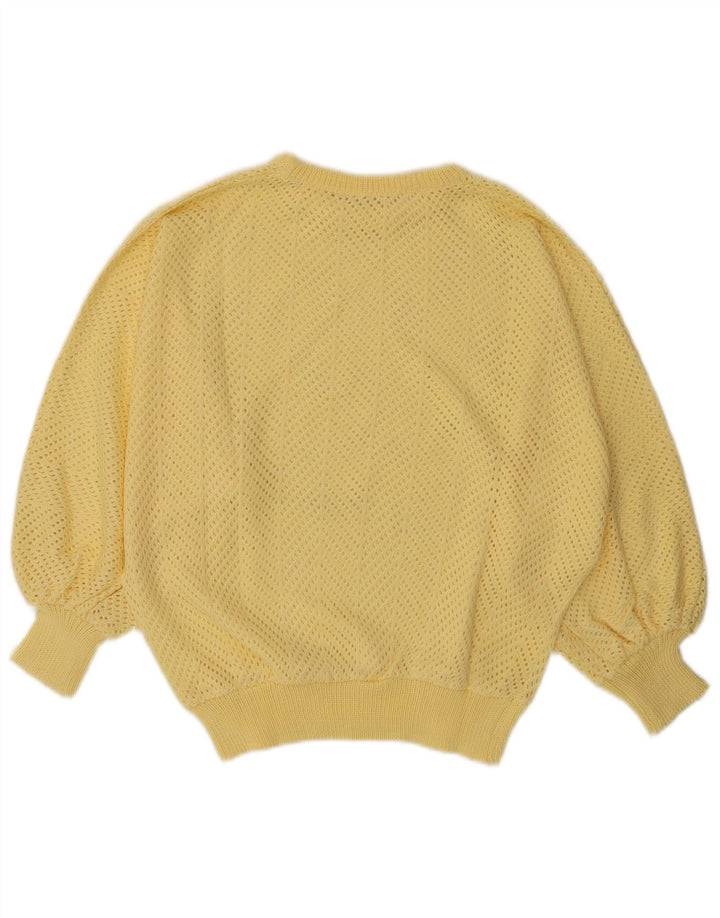 VINTAGE Womens Crew Neck Jumper Sweater UK 14 Medium Yellow