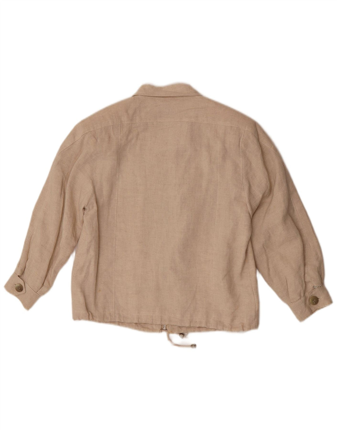 Vintage Womens Oversized Bomber Jacket IT 34 2XS Beige Linen