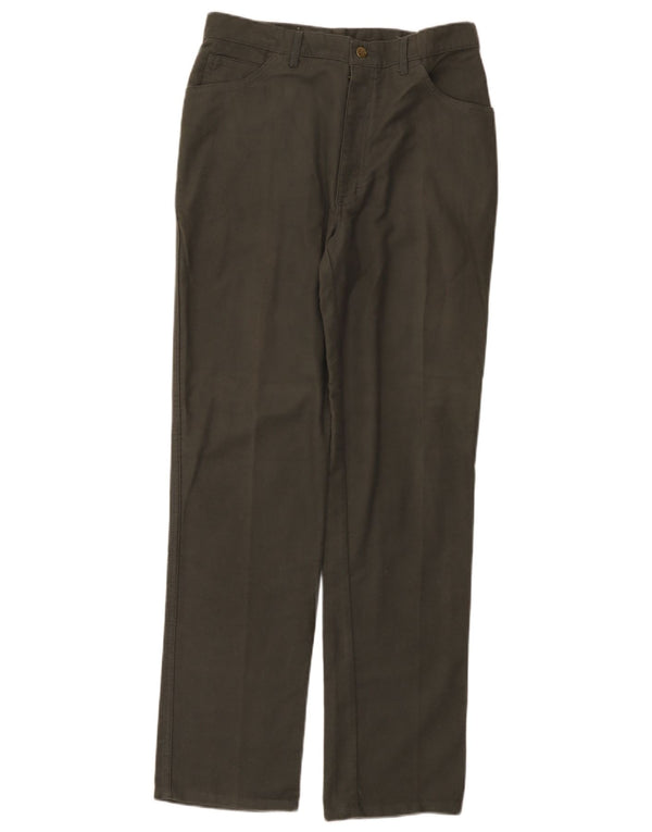 POP 84 Mens Straight Casual Trousers W36 L32 Khaki Cotton