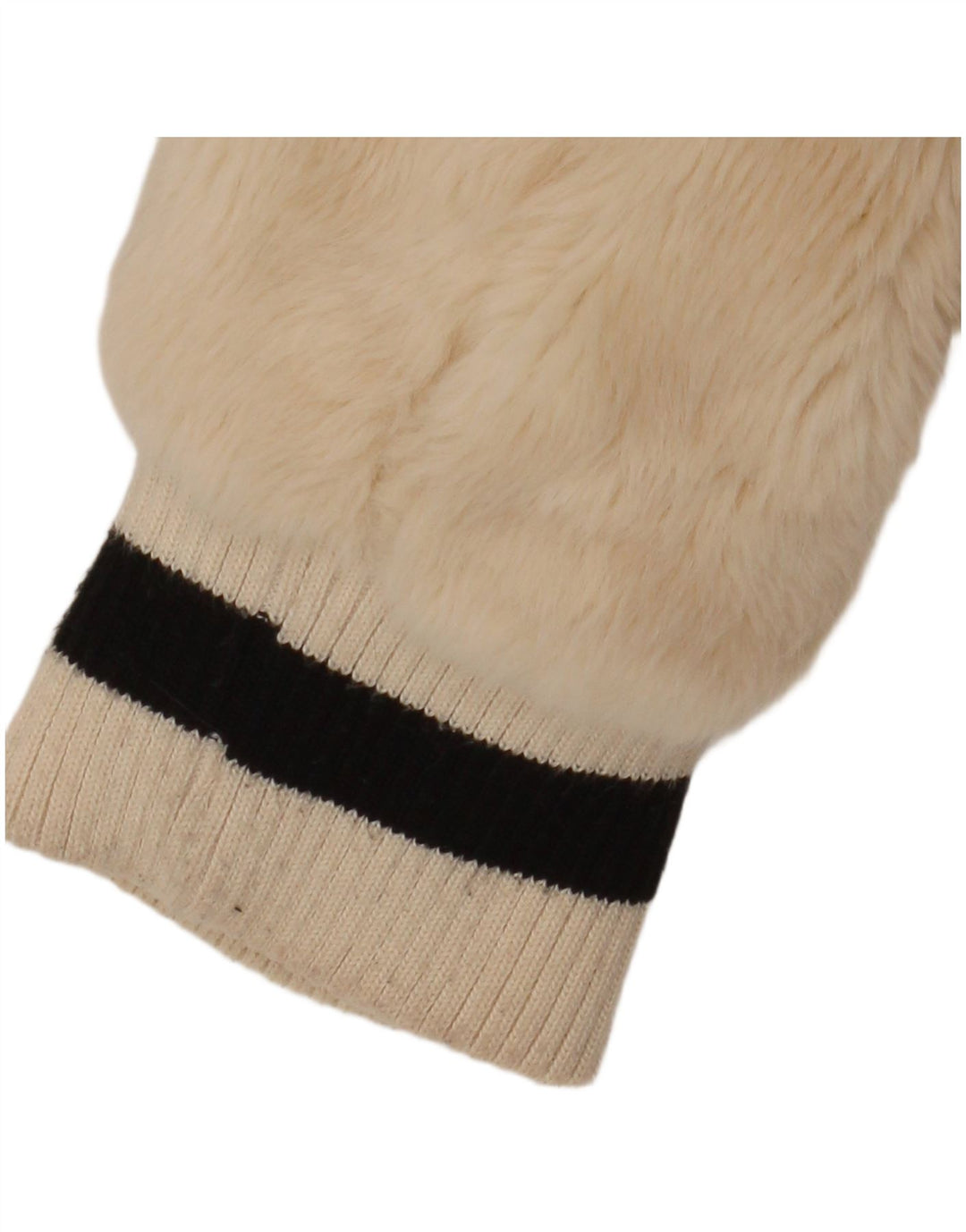 GUESS Womens Faux Fur Bomber Jacket UK 14 Medium Beige Colourblock Acrylic