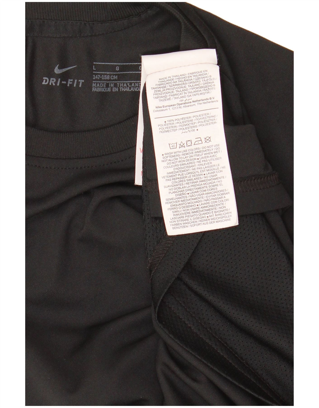 NIKE Boys Dri Fit T-Shirt Top 12-13 Years Large Black Colourblock