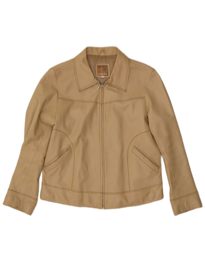 Conbipel Womens Leather Jacket IT 48 XL Beige Leather