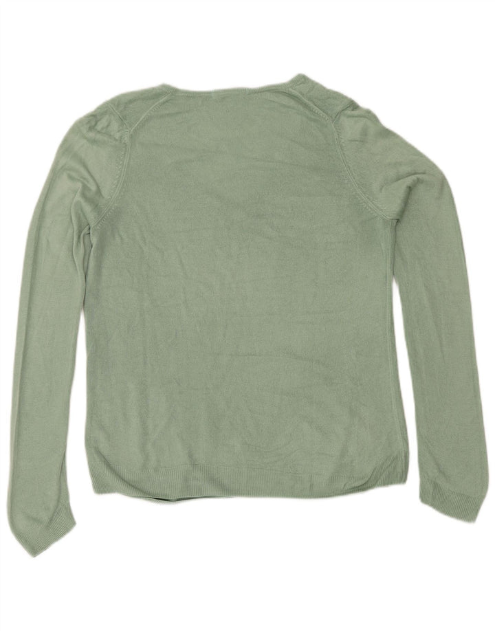 Marks & Spencer Womens V-Neck Jumper Sweater UK 12 Medium Green