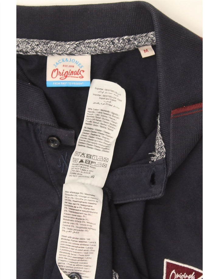 JACK & JONES Mens Polo Shirt Medium Navy Blue Cotton