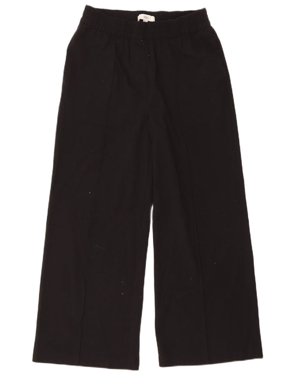 Marks & Spencer Womens Wide Leg Cropped Trousers UK 10 Small W30 L25 Black