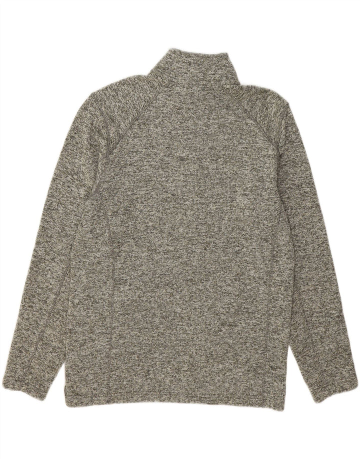 EDDIE BAUER Mens Zip Neck Sweatshirt Jumper Large Grey Flecked Polyester Vintage Eddie Bauer and Second-Hand Eddie Bauer from Messina Hembry 