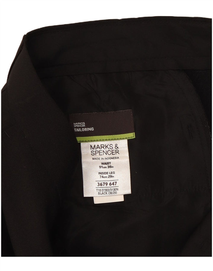 Marks & Spencer Mens Straight Chino Trousers W36 L29 Black Polyester