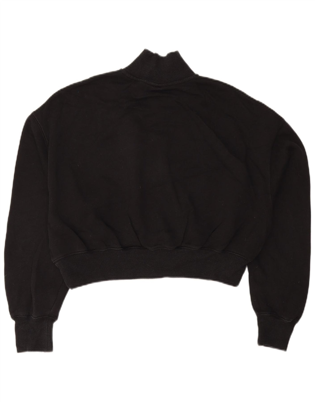 NIKE Womens Crop Zip Neck Sweatshirt Jumper UK 14 Medium Black Cotton