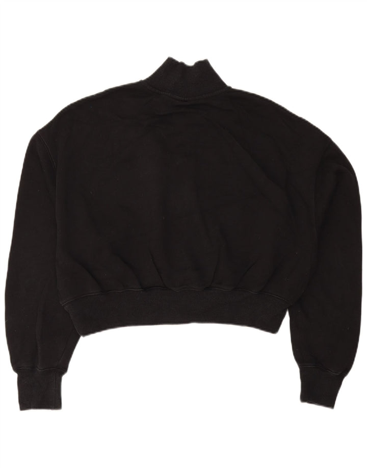 NIKE Womens Crop Zip Neck Sweatshirt Jumper UK 14 Medium Black Cotton