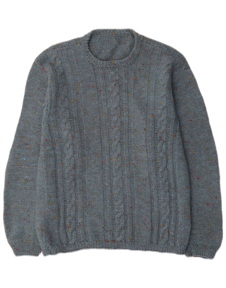 Vintage Mens Crew Neck Jumper Sweater Medium Blue Flecked