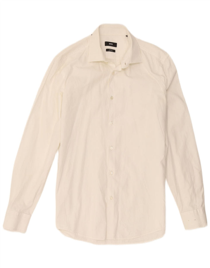 Hugo Boss Mens Slim Fit Shirt Size 39 15 1/2 Medium White