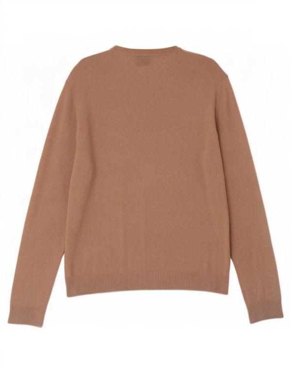 Tommy Hilfiger Mens V-Neck Jumper Sweater XL Brown Cotton