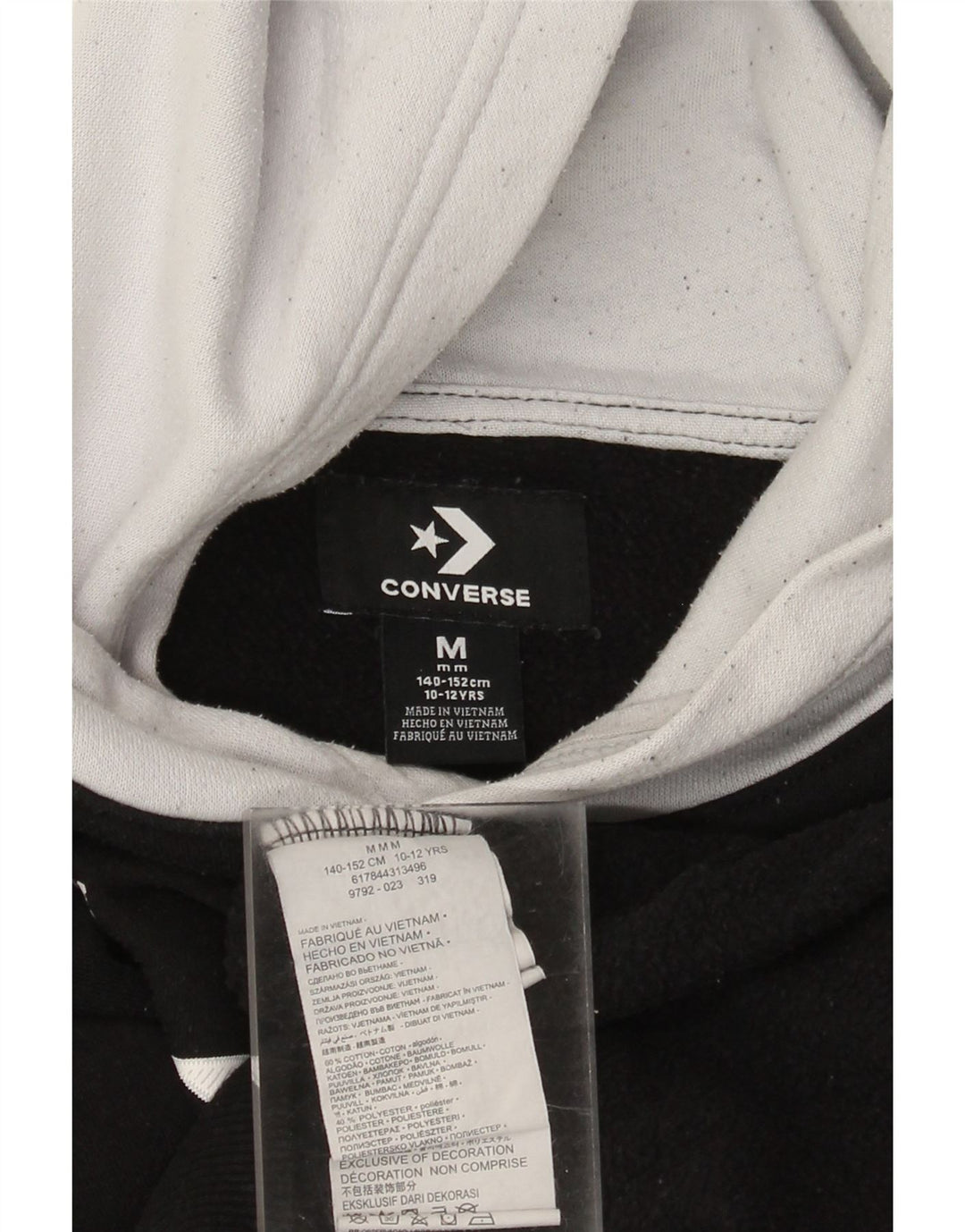 Converse Boys Graphic Hoodie Jumper 10-11 Years Medium Black Colourblock