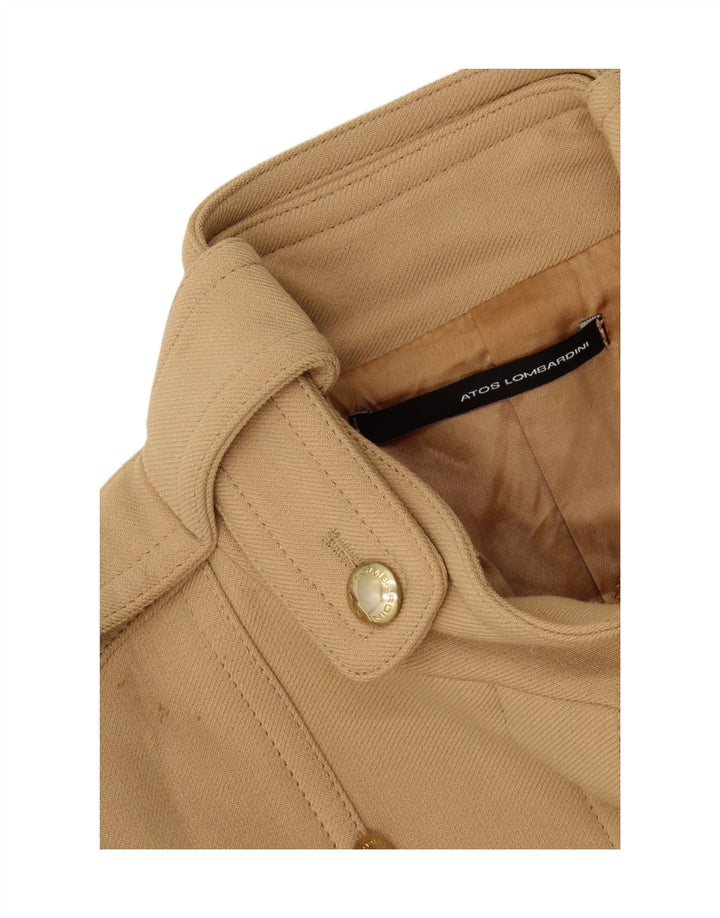 ATOS LOMBARDINI Womens Military Overcoat IT 42 Medium Beige Polyester