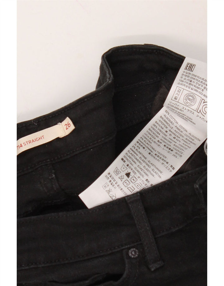 LEVI'S Womens 714 Straight Jeans W26 L32 Black Cotton Vintage Levi's and Second-Hand Levi's from Messina Hembry 