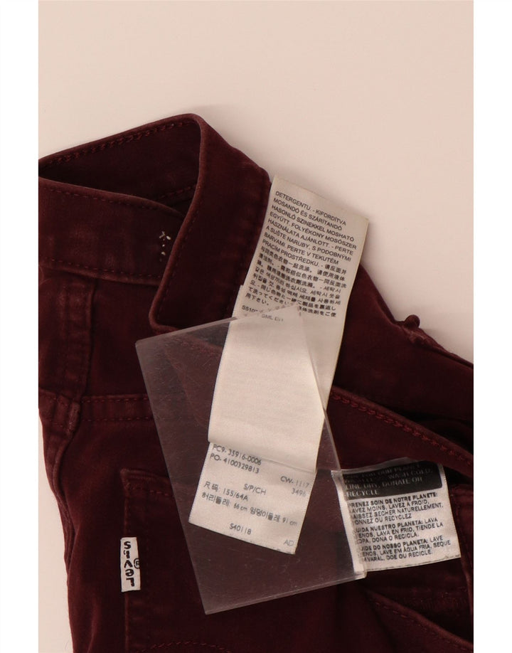LEVI'S Womens Skinny Chino Trousers Small W28 L28 Burgundy Cotton