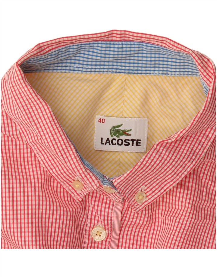 LACOSTE Womens Short Sleeve Shirt Size 40 Medium Red Check