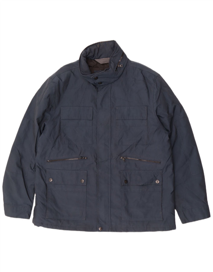 Marks & Spencer Mens Hooded Utility Jacket UK 44 2XL Navy Blue Polyester