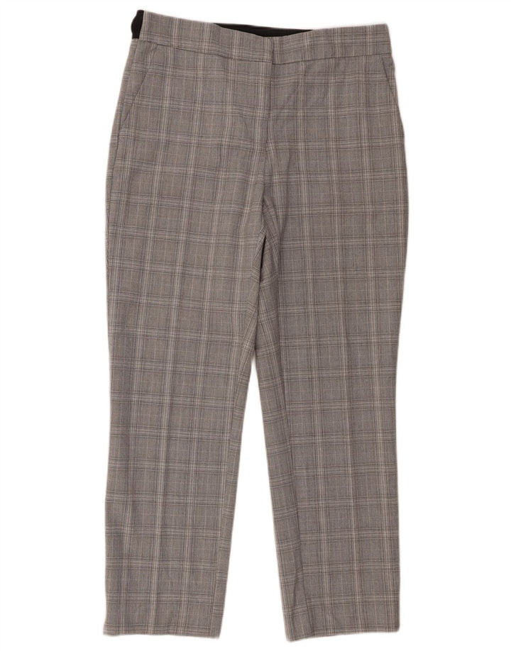 Zara Womens Slim Chino Trousers Large W30 L27 Grey Check Polyester